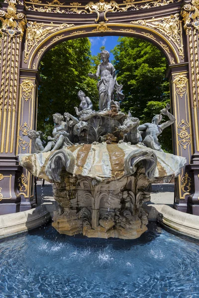 Neptune's fountain by Barthelemy Guibal, Stanislas square, Nancy — Stock Photo, Image