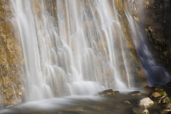 Eventail Waterfall, Herisson Waterfalls, Cascades du Herisson, — Stock Photo, Image