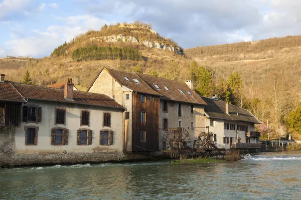 Architektura Vuillafans, Burgundia Franche-Comte, Francja — Zdjęcie stockowe