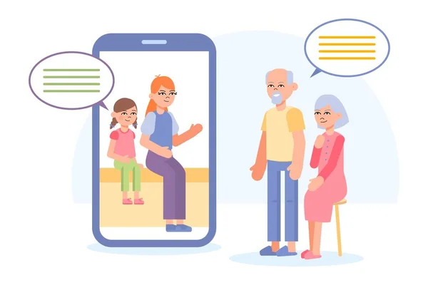Büyükbabalar Smartphone ile video görüşmesi yapıyor..