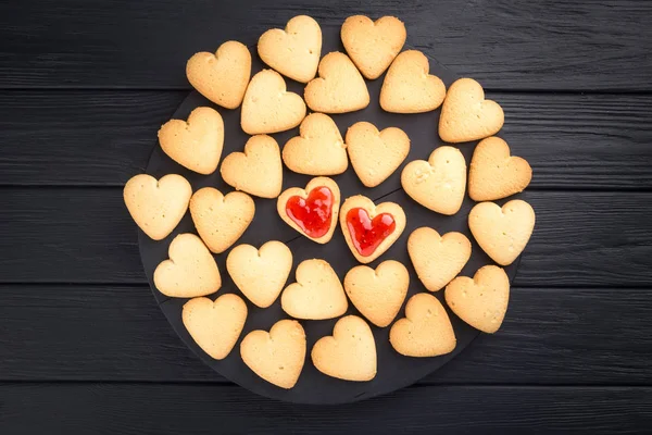 Galletas Forma Corazón Decoradas Para Día San Valentín Espacio Libre — Foto de Stock