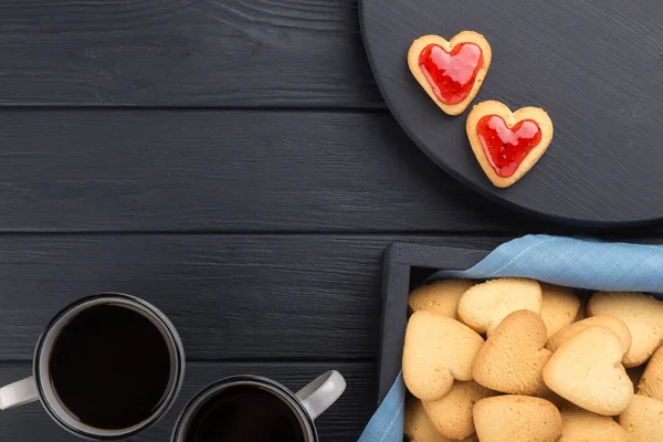 Galletas Forma Corazón Decoradas Para Día San Valentín Espacio Libre — Foto de Stock