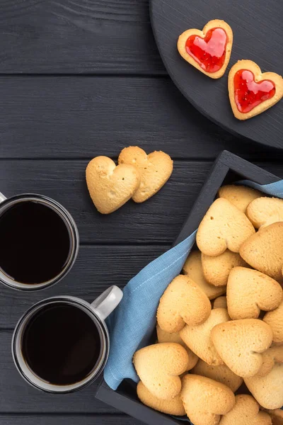 Galletas Forma Corazón Decoradas Para Día San Valentín Espacio Libre — Foto de Stock