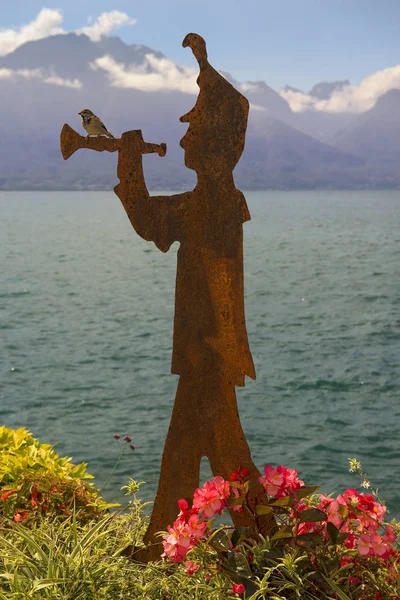 Moderne Skulptur am Ufer des Genfer Sees — Stockfoto