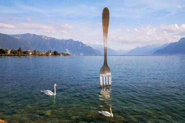 Dev çatal su Geneva Gölü. Vevey, İsviçre