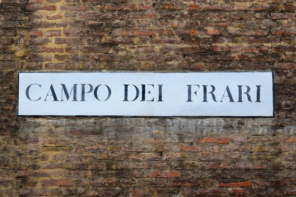 Campo dei Frari, Venedik, İtalya sokak plaka — Stok fotoğraf