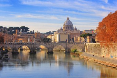 Vatikan Şehri ve Sant Angelo Köprüsü, Roma, İtalya