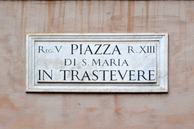 Piazza di S. Maria, Trastevere, Roma'nın bir duvar sokak plaka
