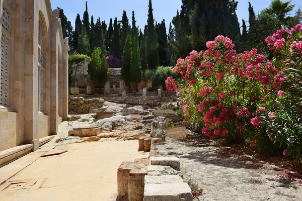 Escavações antigas, Igreja de todas as nações, Monte das Oliveiras, Jardim do Getsêmani em Jerusalém — Fotografia de Stock