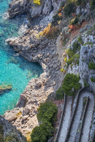 Via Krupp, ilha de Capri, região da Campânia, Itália — Fotografia de Stock