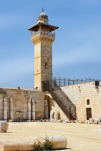 Al-fakhria Minarett auf dem Tempelberg, Altstadt von Jerusalem — Stockfoto