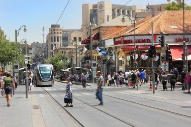 cityscape of the Jaffa Road in Jerusalem clipart