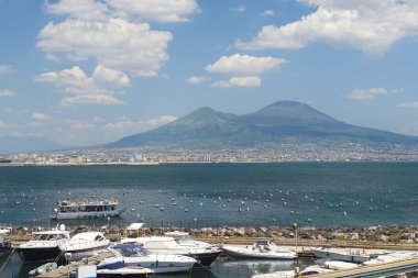 muhteşem görünüm Vezüv Yanardağı, Napoli Körfezi, İtalya