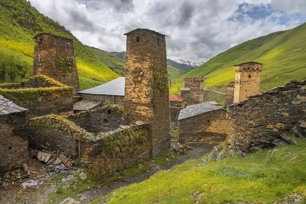 Χωριό Ushguli στην άνω Svaneti, γεωργία — Φωτογραφία Αρχείου