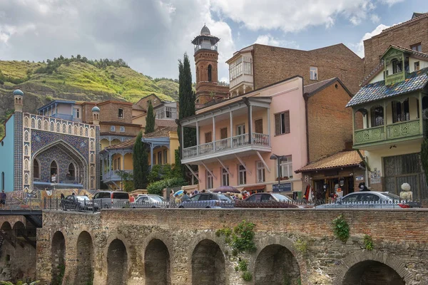 Abanotubani, oude wijk van Tbilisi, Georgië, bekend om zijn zwavelzuur Baden — Stockfoto