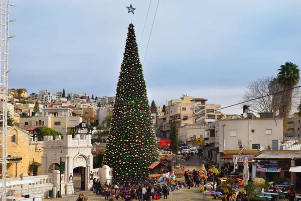 Nazareth Israel Diciembre Gente Celebra Navidad Cerca Iglesia Ortodoxa Griega — Foto de Stock