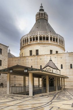 Nazareth, İsrail için duyuru bazilikanın Kuzey cephe. Bu kilisenin sitede inşa edilmiştir Geleneğe göre Meryem Ana evi olduğunu