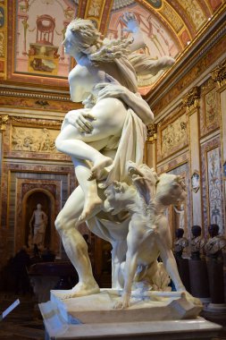 Rome, Italy - January 25: baroque marble sculptural group by Italian artist Gian Lorenzo Bernini, Rape of Proserpine on January 25, 2018, Galleria Borghese, Rome, Italy clipart