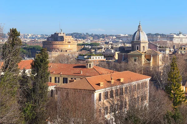 Wspaniały Widok Historyczne Centrum Rzymu Wysokości Wzgórza Janikulum Jest Jednym — Zdjęcie stockowe