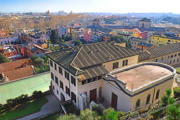 Muhteşem Roma Tarihi Merkezi Janiculum Tepenin Yükseklikten Görünümüdür Roma Talya — Stok fotoğraf