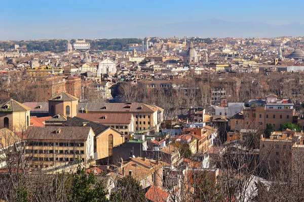 view of the historical center of Rome from the height of the Janiculum Hill, is one of the best locations in Rome for a scenic view of Rome with its domes and bell towers, Italy