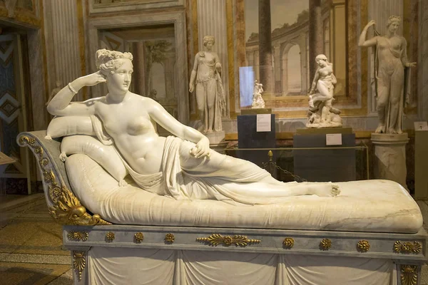 Roma Itália Janeiro Escultura Pauline Bonaparte Como Vênus Victrix Vênus Imagem De Stock