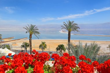 Dead Sea, Ein Bokek, bir çare İsrail kıyısında pitoresk manzaraya