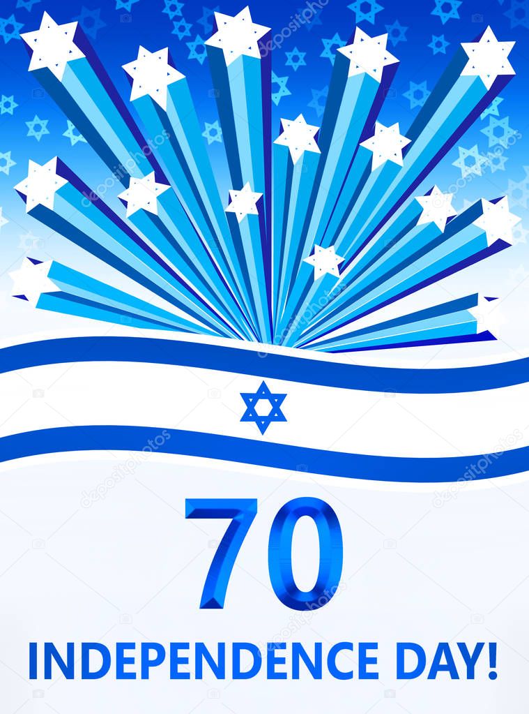 illustration of the day of independence of Israel with the inscription - 70,  independence day