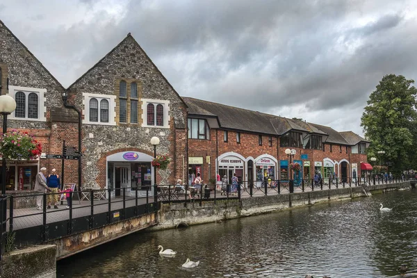 Salisbury Storbritannien Augusti 2015 Stadsbilden Med Floden Avon Riverside Walk — Stockfoto