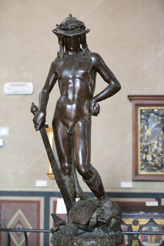 Florence Italy February 2017 Bronze Statue David Donatello Bargello