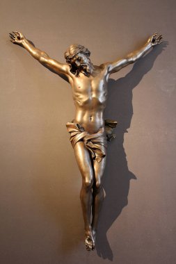 Rome, İtalya - 25 Ocak 2018: Bronz haç (Cristo Crocifisso), ünlü heykeltıraş Gian Lorenzo Bernini tarafından başyapıt