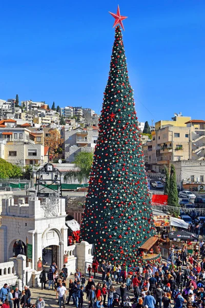 Nazareth Israel Diciembre Gente Celebra Navidad Cerca Iglesia Ortodoxa Griega — Foto de Stock