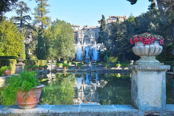 Fontein Van Neptunus Visvijver Italiaanse Renaissance Tuin Villa Este Tivoli — Stockfoto