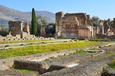 Tivoli 'deki Villa Adriana (Hadrian' s Villa) antik kalıntıları, Roma, İtalya
