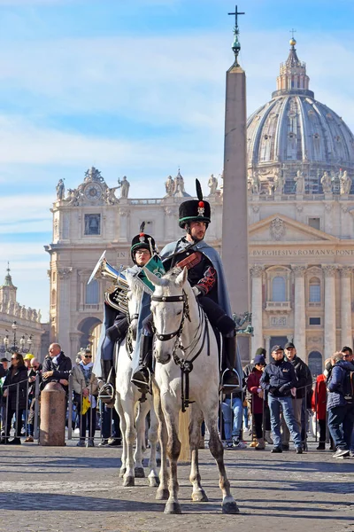 Rome Italie Janvier 2020 Défilé Équestre Sur Place Saint Pierre — Photo