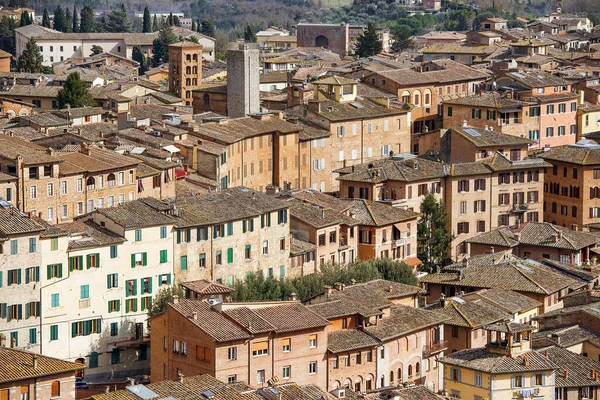 Siena Nın Çatıları Ortaçağ Kasabası Talya Nın Toskana Eyaletinin Başkenti — Stok fotoğraf