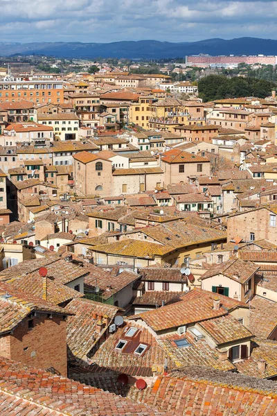 Vista Aérea Sobre Los Tejados Siena Ciudad Medieval Capital Provincia — Foto de Stock