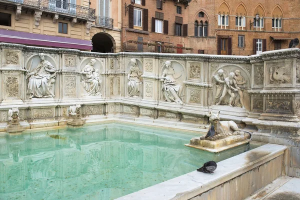 Fonte Gaia Monumentala Fontän Vid Piazza Del Campo Torget Siena — Stockfoto