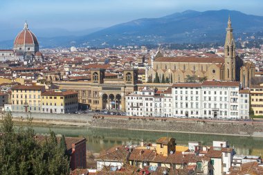 Eski Floransa 'nın muhteşem manzarası Piazzale Michelangelo, Toskana, İtalya