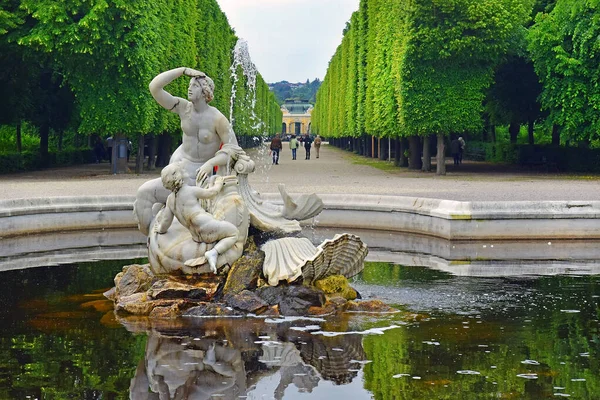 Vienna Austria May 2019 Lily Pond Naiad Fountain Garden Schonbrunn — Stock Photo, Image