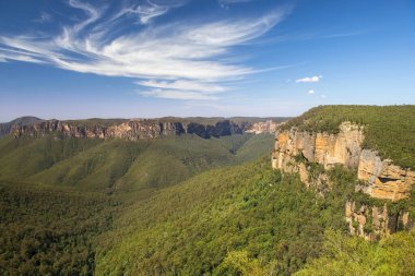 Grose Valley manzarası Govetts Leap Lookout, Blue Mountains National Park, New South Wales, Avustralya