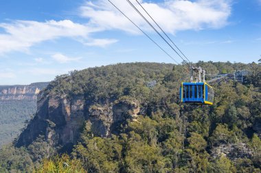 KATOOMBA, AUSTRALIA - April 25, 2018: The Scenic cable car ( Skyway Cable Car) in Blue Mountains National Park, New South Wales, Australia clipart