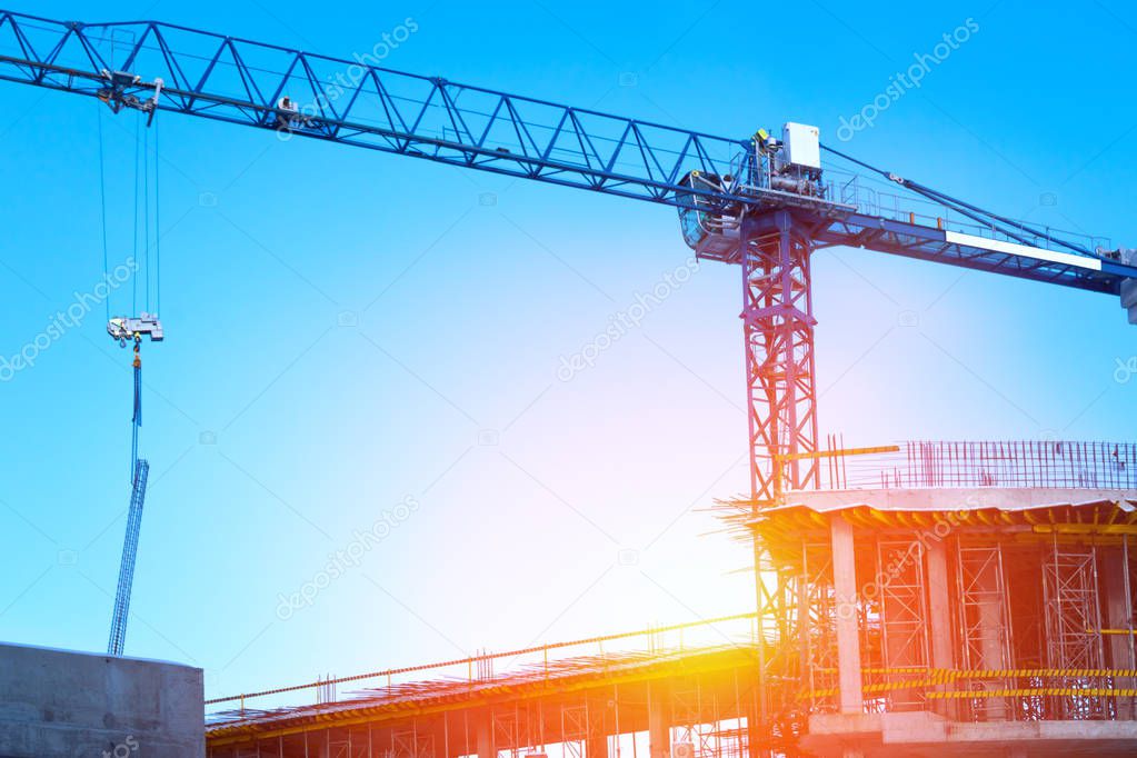Crane and building under construction