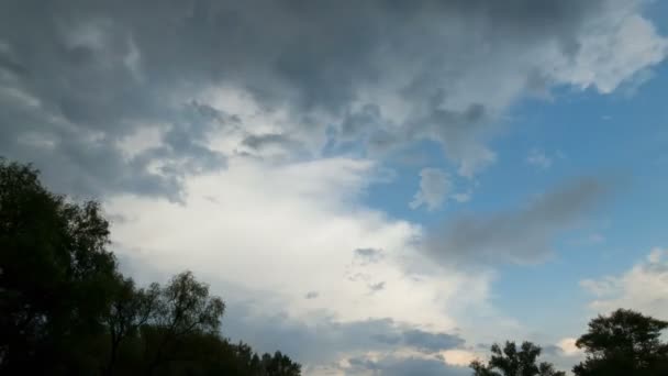 Time-lapse. Begin van regen, storm wolken aan de hemel. — Stockvideo