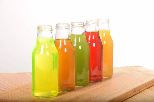 Fresh fruit juices in bottles