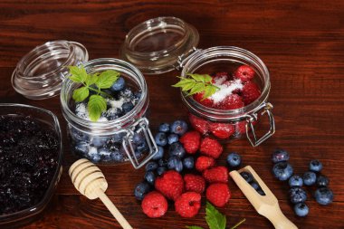 yaban mersini ve ahududu kavanoz kış çayı için