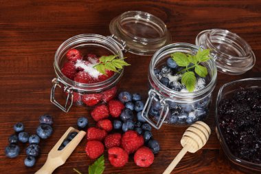 yaban mersini ve ahududu kavanoz kış çayı için