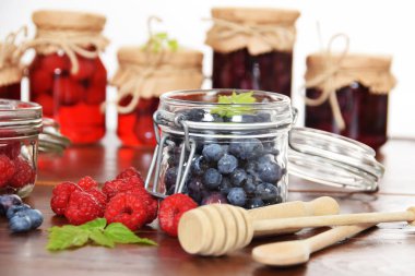 yaban mersini ve ahududu kavanoz kış çayı için