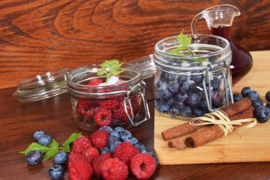 yaban mersini ve ahududu kavanoz kış çayı için