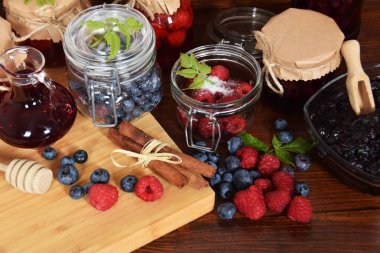 yaban mersini ve ahududu kavanoz kış çayı için